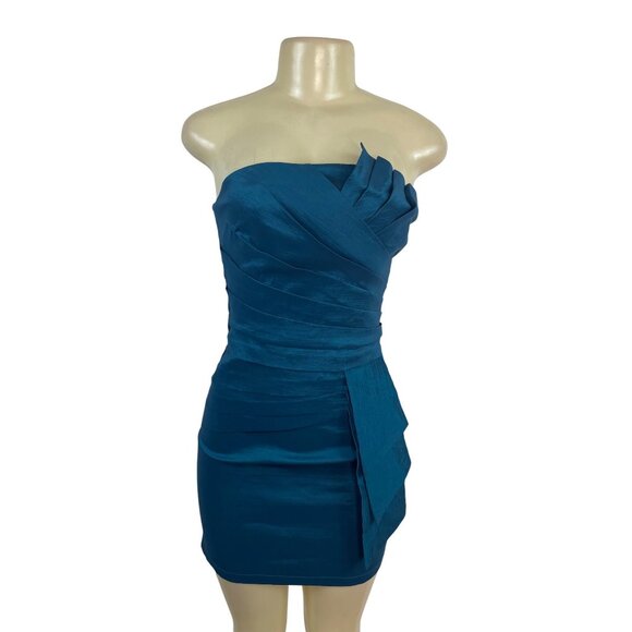 Romeo & Juliet Women's Teal Couture Strapless Mini Dress Sz S - Picture 1 of 9